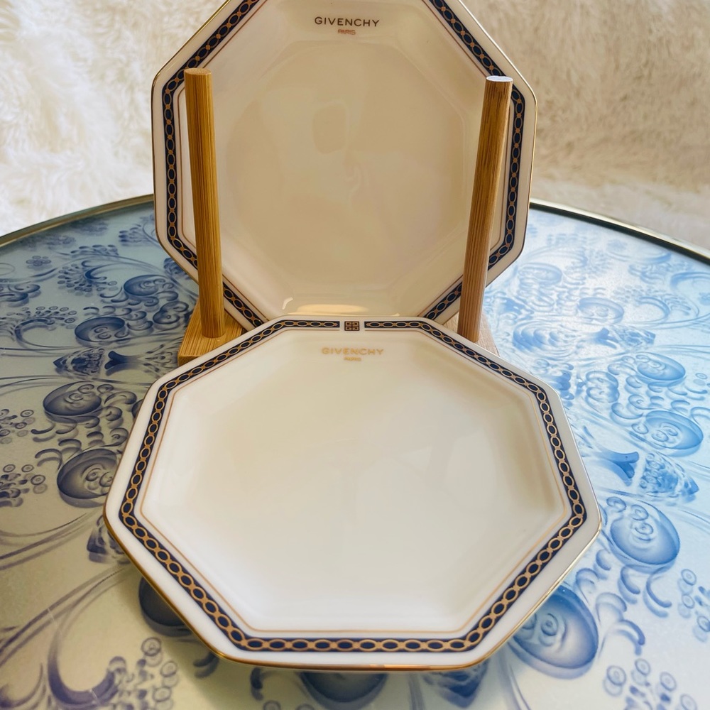 Givenchy Paris Octagonal  Dessert Plates 4 Yamaka Intl  5.75" diameter